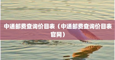 中通邮费查询价目表（中通邮费查询价目表官网）