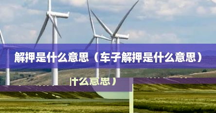 解押是什么意思（车子解押是什么意思）