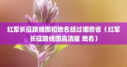 红军长征路线图和地名经过哪些省（红军长征路线图高清版 地名）