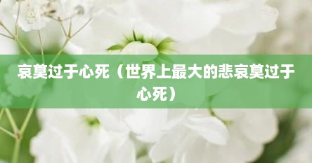 哀莫过于心死（世界上最大的悲哀莫过于心死）