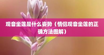 观音坐莲是什么姿势（情侣观音坐莲的正确方法图解）