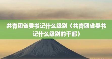 共青团省委书记什么级别（共青团省委书记什么级别的干部）