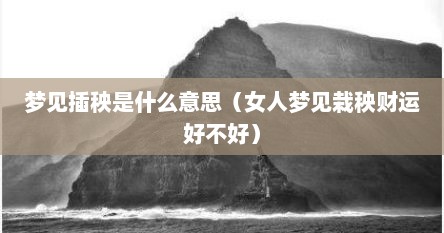 梦见插秧是什么意思（女人梦见栽秧财运好不好）