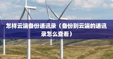 怎样云端备份通讯录（备份到云端的通讯录怎么查看）