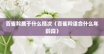 百雀羚属于什么档次（百雀羚适合什么年龄段）