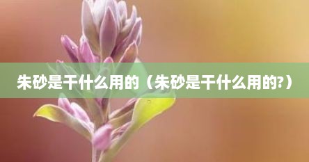 朱砂是干什么用的（朱砂是干什么用的?）