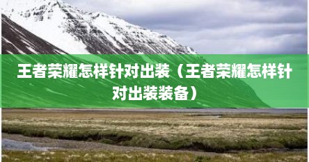 王者荣耀怎样针对出装（王者荣耀怎样针对出装装备）