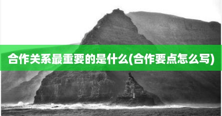 合作关系最重要的是什么(合作要点怎么写)