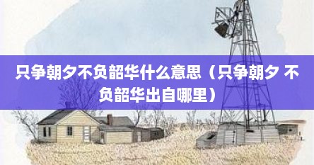 只争朝夕不负韶华什么意思（只争朝夕 不负韶华出自哪里）