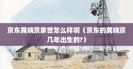 京东龚晓京家世怎么样啊（京东的龚晓京几年出生的?）