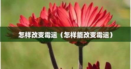 怎样改变霉运（怎样能改变霉运）