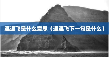 逗逗飞是什么意思（逗逗飞下一句是什么）