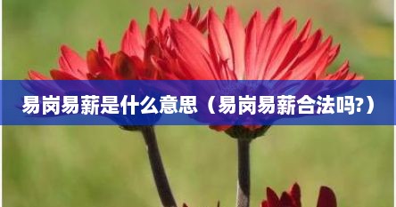 易岗易薪是什么意思（易岗易薪合法吗?）