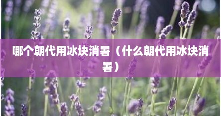 哪个朝代用冰块消暑（什么朝代用冰块消暑）