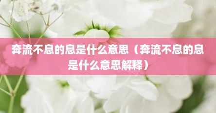 奔流不息的息是什么意思（奔流不息的息是什么意思解释）