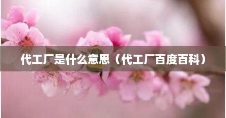 代工厂是什么意思（代工厂百度百科）