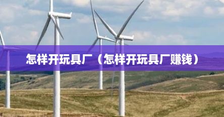 怎样开玩具厂（怎样开玩具厂赚钱）