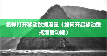 怎样打开移动数据流量（如何开启移动数据流量功能）