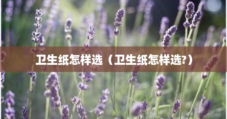 卫生纸怎样选（卫生纸怎样选?）