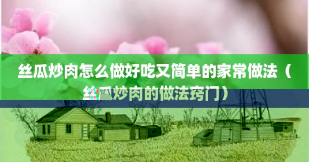 丝瓜炒肉怎么做好吃又简单的家常做法（丝瓜炒肉的做法窍门）