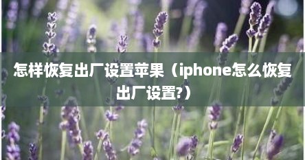 怎样恢复出厂设置苹果（iphone怎么恢复出厂设置?）