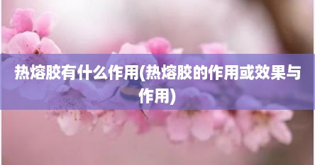 热熔胶有什么作用(热熔胶的作用或效果与作用)