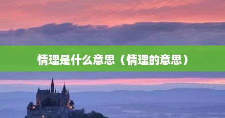 情理是什么意思（情理的意思）