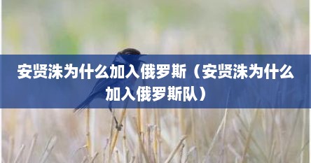 安贤洙为什么加入俄罗斯（安贤洙为什么加入俄罗斯队）