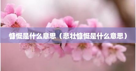 慷慨是什么意思（悲壮慷慨是什么意思）