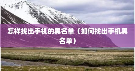 怎样找出手机的黑名单（如何找出手机黑名单）