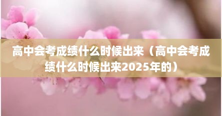 高中会考成绩什么时候出来（高中会考成绩什么时候出来2025年的）