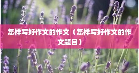 怎样写好作文的作文（怎样写好作文的作文题目）