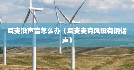 耳麦没声音怎么办（耳麦麦克风没有说话声）