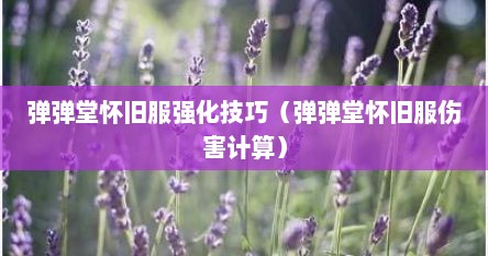 弹弹堂怀旧服强化技巧（弹弹堂怀旧服伤害计算）