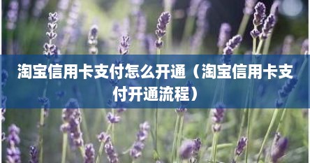 淘宝信用卡支付怎么开通（淘宝信用卡支付开通流程）