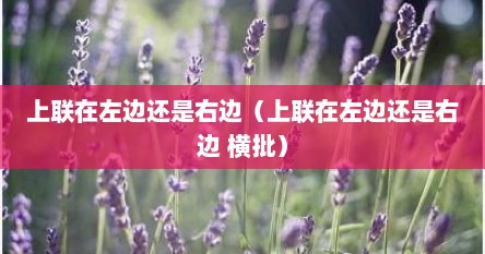上联在左边还是右边（上联在左边还是右边 横批）