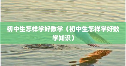 初中生怎样学好数学（初中生怎样学好数学知识）