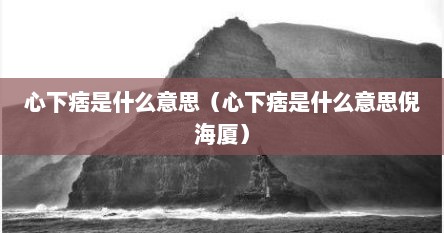 心下痞是什么意思（心下痞是什么意思倪海厦）