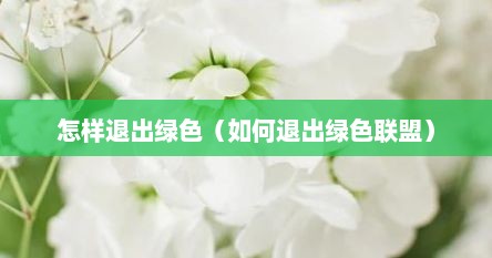 怎样退出绿色（如何退出绿色联盟）