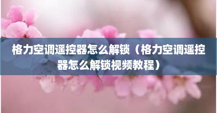 格力空调遥控器怎么解锁（格力空调遥控器怎么解锁视频教程）