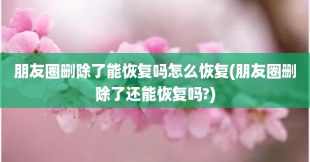 朋友圈删除了能恢复吗怎么恢复(朋友圈删除了还能恢复吗?)