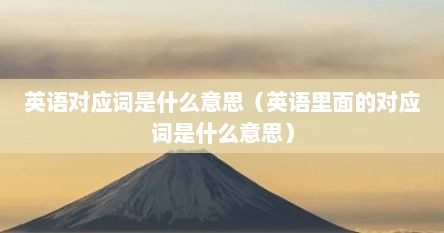 英语对应词是什么意思（英语里面的对应词是什么意思）