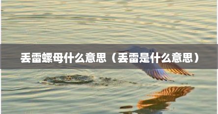 丢雷螺母什么意思（丢雷是什么意思）