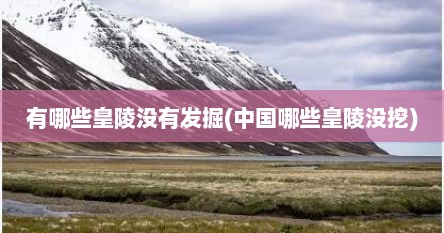 有哪些皇陵没有发掘(中国哪些皇陵没挖)