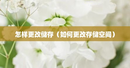 怎样更改储存（如何更改存储空间）