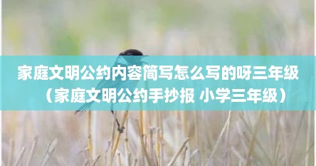 家庭文明公约内容简写怎么写的呀三年级（家庭文明公约手抄报 小学三年级）