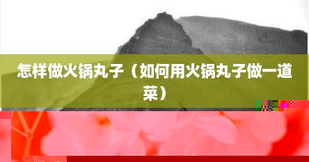 怎样做火锅丸子（如何用火锅丸子做一道菜）