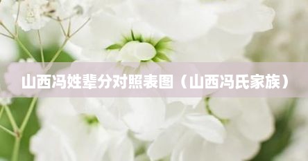 山西冯姓辈分对照表图（山西冯氏家族）