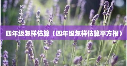 四年级怎样估算（四年级怎样估算平方根）