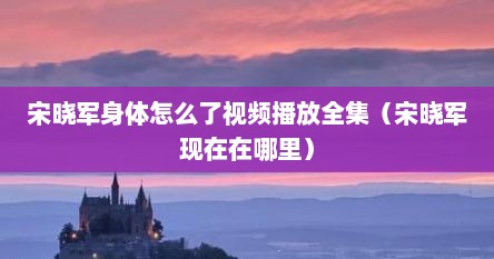 宋晓军身体怎么了视频播放全集（宋晓军现在在哪里）